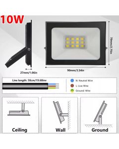 10W LED Outdoor Floodlight Waterproof LED Safety Light Daylight White Light