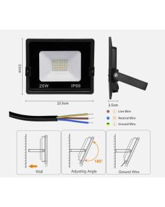 20W LED Outdoor Floodlight Waterproof LED Safety Light Daylight White Light