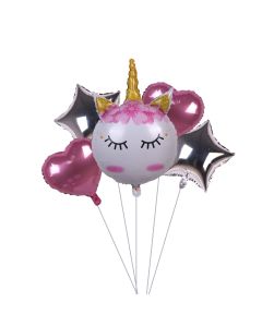 Unicorn baby head 5pcs Foil Balloon bouquet birthday party supplies kids toy 