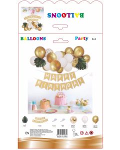  Birthday Garland Balloon Bouquet White