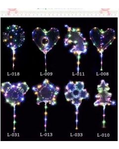12PCS LED Heart Star Unicorn Flower Balloon with Light Boba