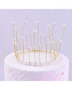 Gold Pearl Crown Topper 12PCS