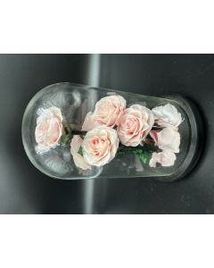 Pink Rose Dome, Artificial Roses, Romantic Simulated Soap Roses Under Glass Dome