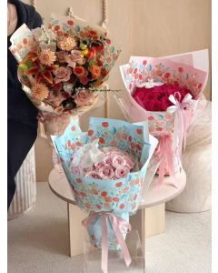 20 sheets of matte black floral wrapping paper with gold edges, waterproof packaging - perfect for DIY wedding and birthday gift