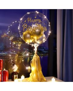 Balloon Stickers Event Decor Happy Birthday Stickers for Balloons, 12 Pieces Bobo Party Balloon Stickers Gold Black Letter Decals DIY Paster Celebration Birthday Party Supplies Gift Box Decoration