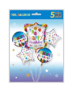 Assorted Birthday Balloons 5pcs Coloful