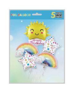Rainbow Sun 5PCS Birthday Balloons