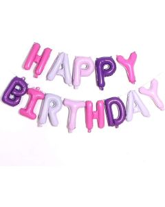 Happy Birthday Balloon Banner Bunting 16 inch Alphabet Balloons Self Inflating Foil Balloons for Birthday Party Decoration, Sandy Pink