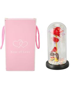 Artificial Rose, Transparent Box of Preserved Flowers for Anniversary (Red)