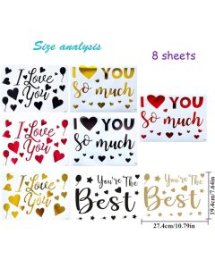 Balloon stickers 12PK sheets I heart you so much