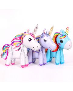  Happy Birthday Unicorn Balloons Figures Stand Cute Unicorn Foil Ballons Accesssories Unicornio Horns Baby Shower Favors