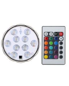 10 LED Submersible Disc Light with Remote in Multi