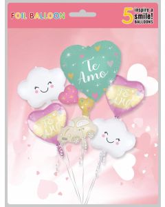 "Te Amo" Hearts Cloud Balloon 5 PCS