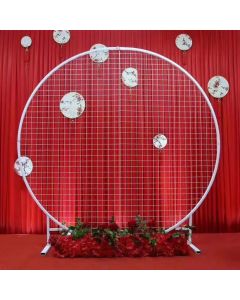 Wedding Arch Arch Decoration Background Home Party Backdrop Stand Round Grid Iron Arch Mesh Gold White Grid Iron Arch Stand Geometry Shelf,Gold,2m