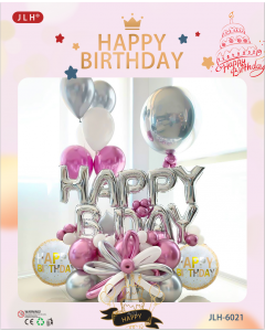 Pink Happy B-Day Bouquet Column Stand 