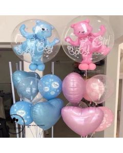 1PC Foil balloon baby shower babybear inside clear bubble balloon 