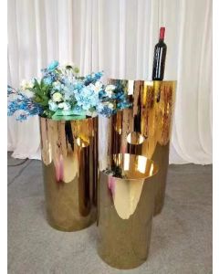 Gold plating Shining gold column base display base, cylindrical base stainless steel metal arch cake stand cake table