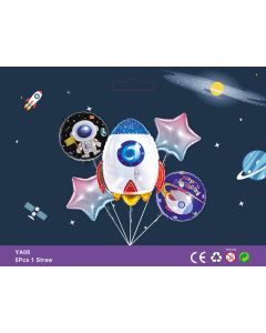 Rocket Shaped Foil Balloon theme Astronaut Universe Bouquet 5pcs foil YA08