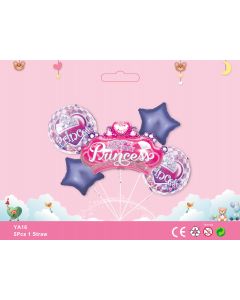Happy Birthday Princess Theme party Balloon Bouquet 5pcs foil YA16