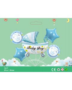 It's A Boy Stroller Baby Shower Theme Balloons 5pcs Foil YA17