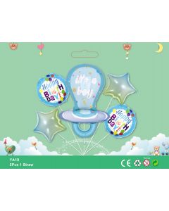 It's A Boy Happy Birthday Pacifier Party Theme Balloon 5pcs Foil YA19