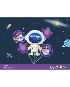 Astronaut balloon Bouquet Theme Party 5pcs foil YA22