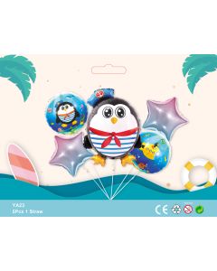 Penguin Sailor Theme Party Balloon 5pcs Foil YA23