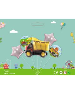 GARBAGE TRUCK 5pcs Foil Balloon bouquet  birthday party supplies kids toy YA38