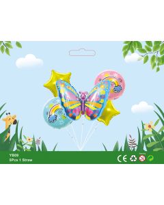 BUTTERFLY 5pcs Foil Balloon bouquet safari themed party supplies kids toy YB09