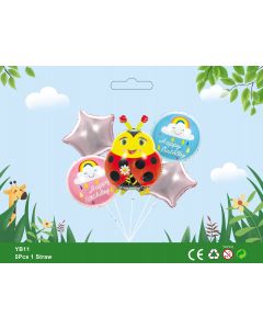 LADY BUG 5pcs Foil Balloon bouquet safari themed party birthday party supplies kids toy YB11