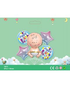 BABY BOY 5pcs Foil Balloon bouquet  baby shower themed party birthday party supplies kids toy YB13