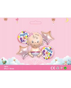 BABY GIRL 5pcs Foil Balloon bouquet baby shower themed party birthday party supplies kids toy YB14