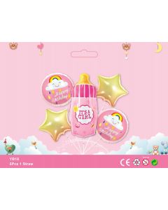 BABY GIRL BOTTLE 5pcs Foil Balloon bouquet baby shower themed party birthday party supplies kids toy YB18